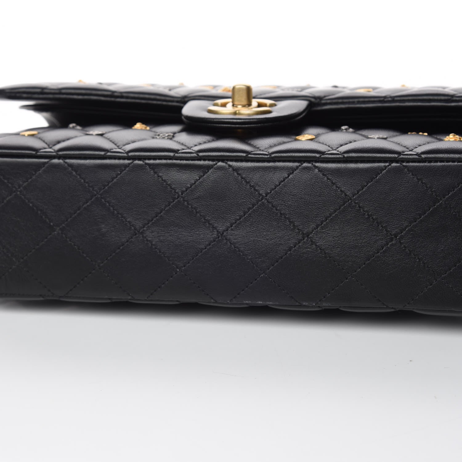 Chanel Lambskin Quilted Studded Medium Double Flap Black 10 of 11