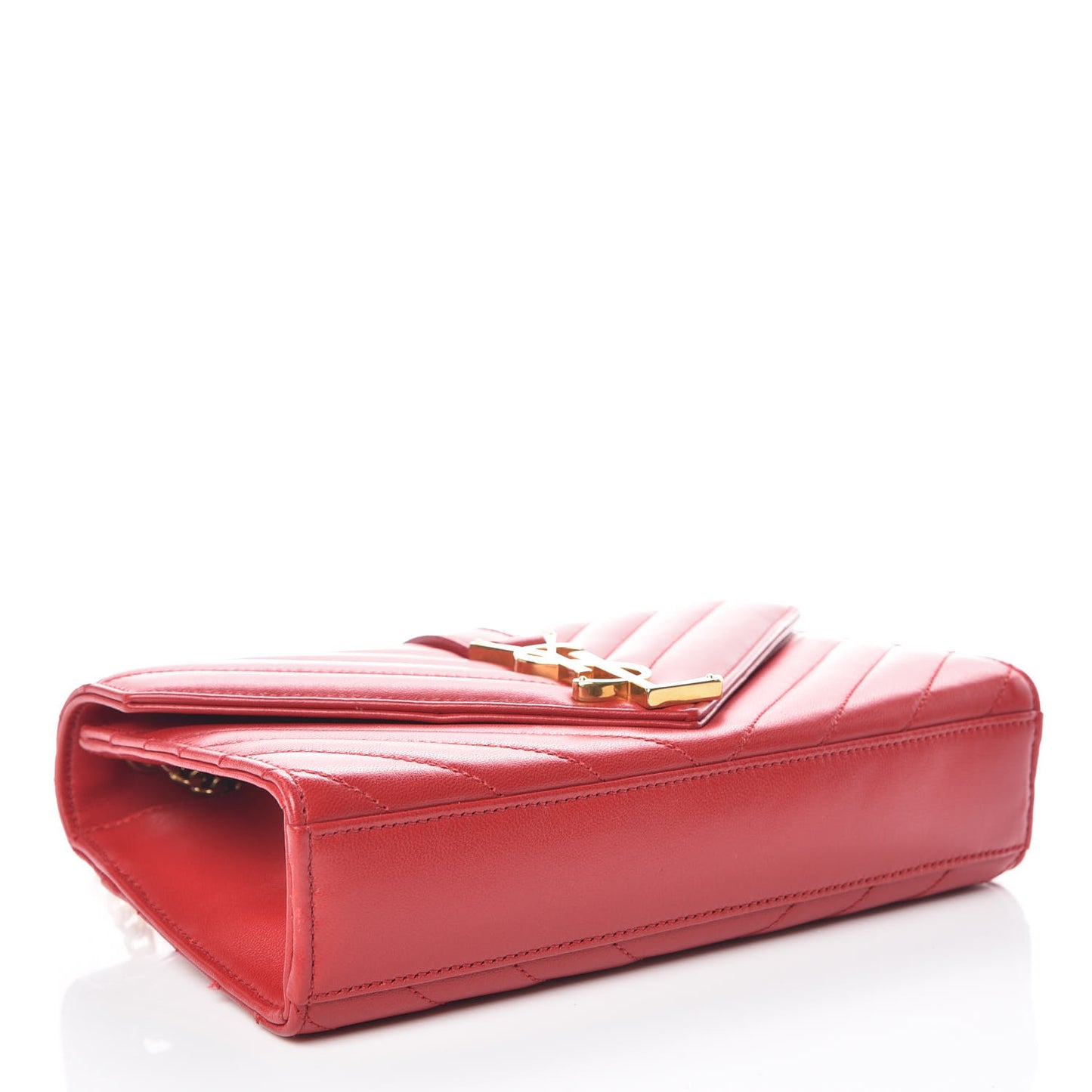 Lambskin Matelasse Chevron Small Monogram Satchel Red