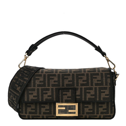 Fendi Fabric Jacquard FF 1974 Medium Baguette Tobacco Moro Black 1 of 11