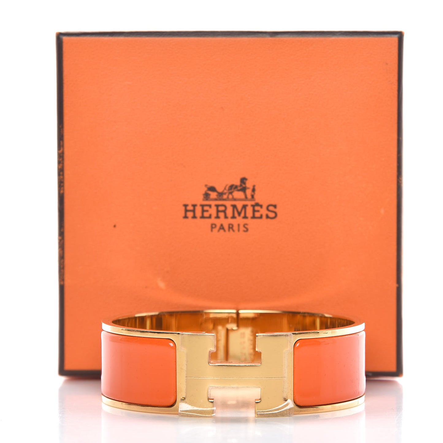 Enamel Wide Clic Clac H Bracelet GM Orange