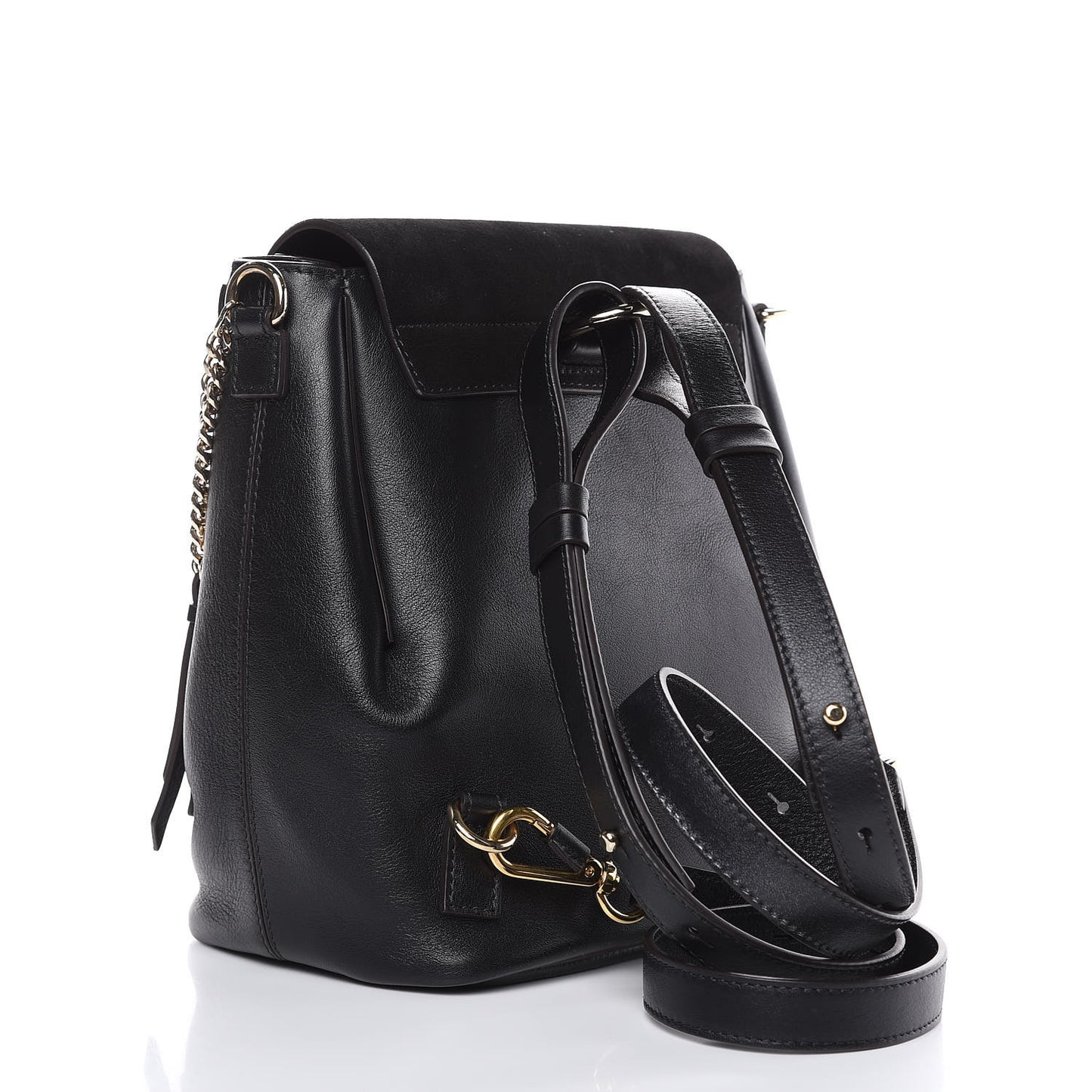 Suede Calfskin Small Faye Backpack Black