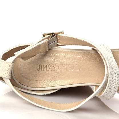 Jimmy Choo Nubuck Embossed Cork Portia 120 Wedge Sandals 38 Latte 8 of 11