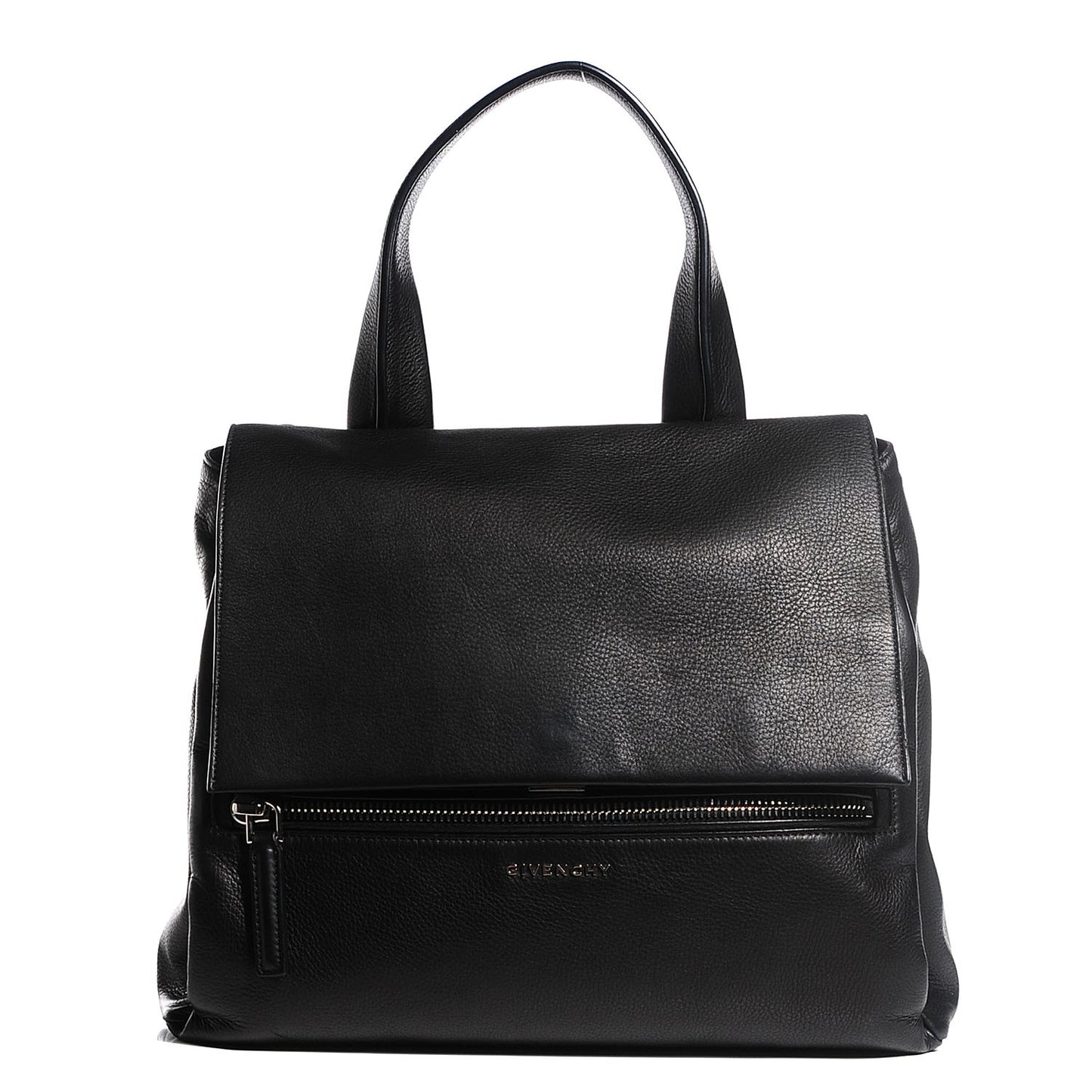 Waxy Grained Calfskin Medium Pandora Pure Flap Bag Black