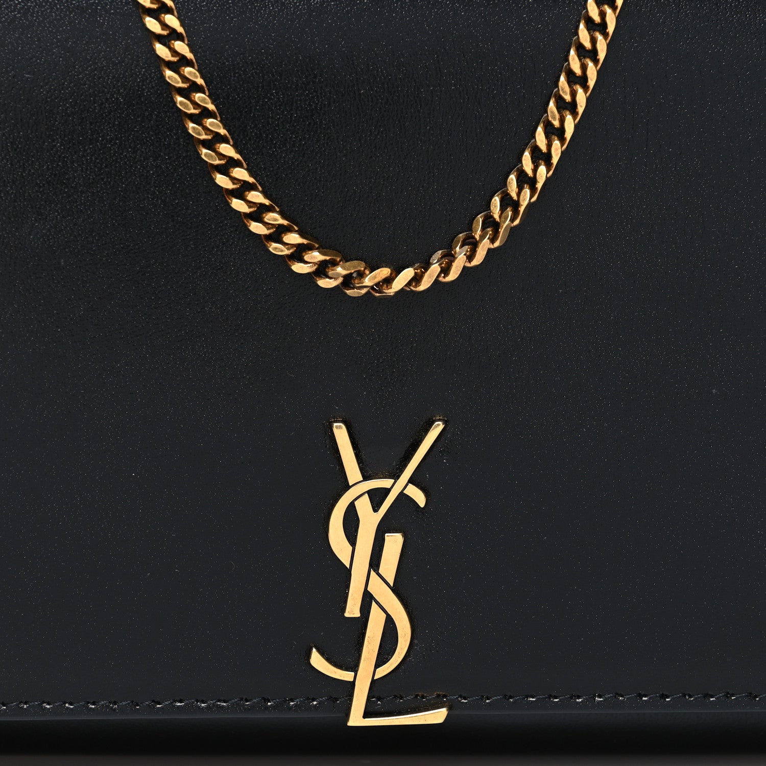 Saint Laurent Glossy Calfskin Monogram Chain Wallet Black 8 of 10