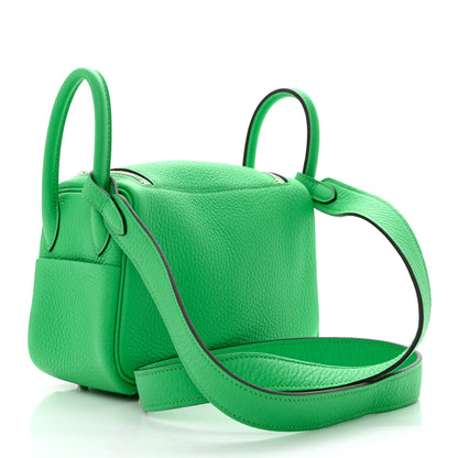 Hermes Taurillon Clemence Mini Lindy 20 Vert Comics 3 of 11