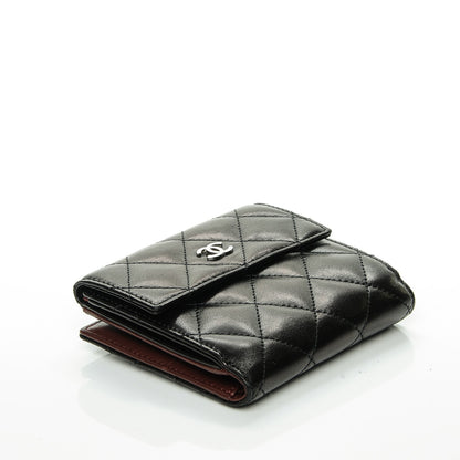 Chanel Lambskin Quilted Compact French Flap Wallet Black 4 of 8