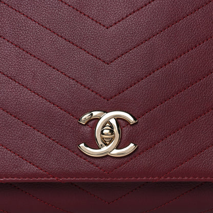 Chanel Grained Calfskin Stitched Chevron Medium Chic Top Handle Flap Red 9 of 13