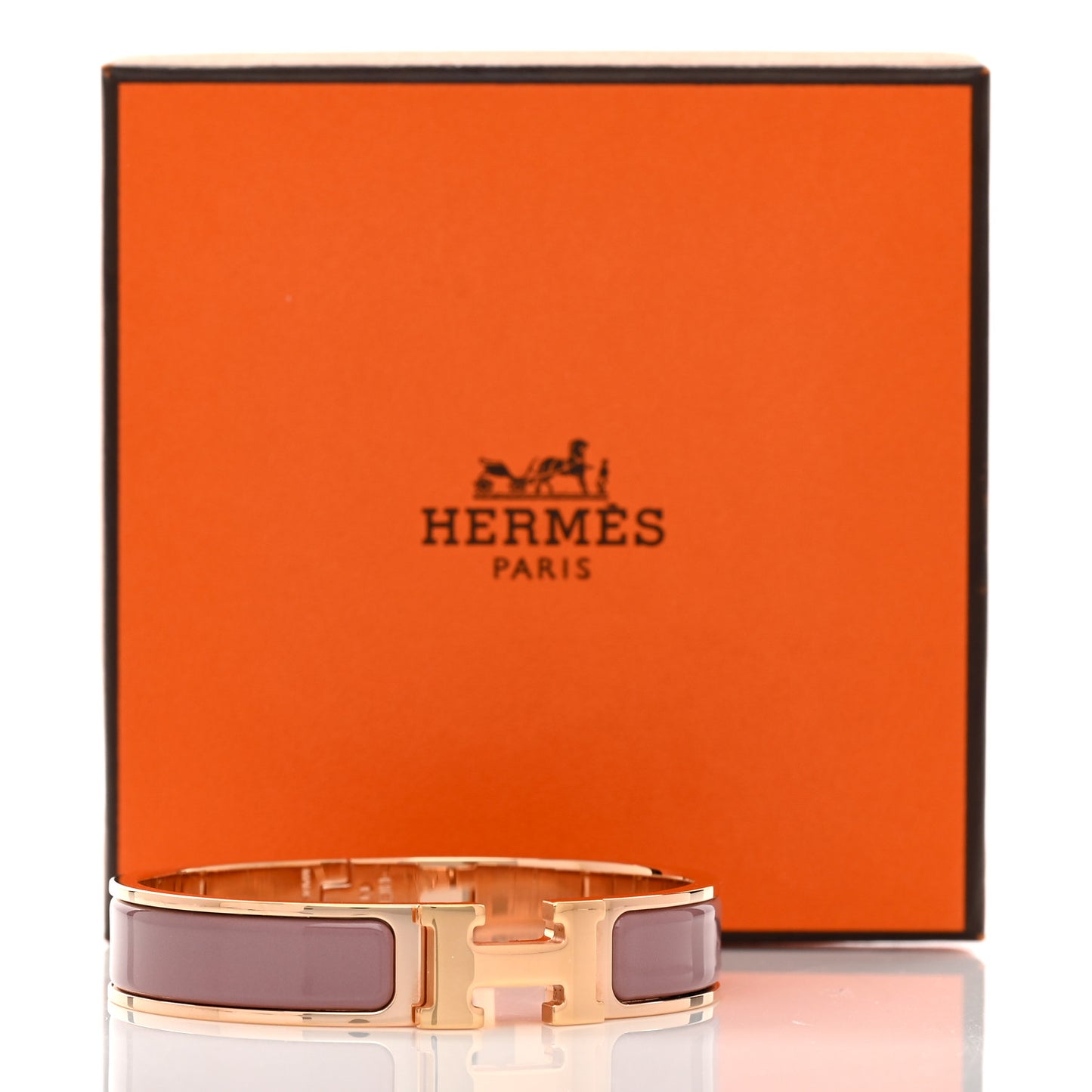 Enamel Narrow Clic Clac H Bracelet PM Rose Nacarat