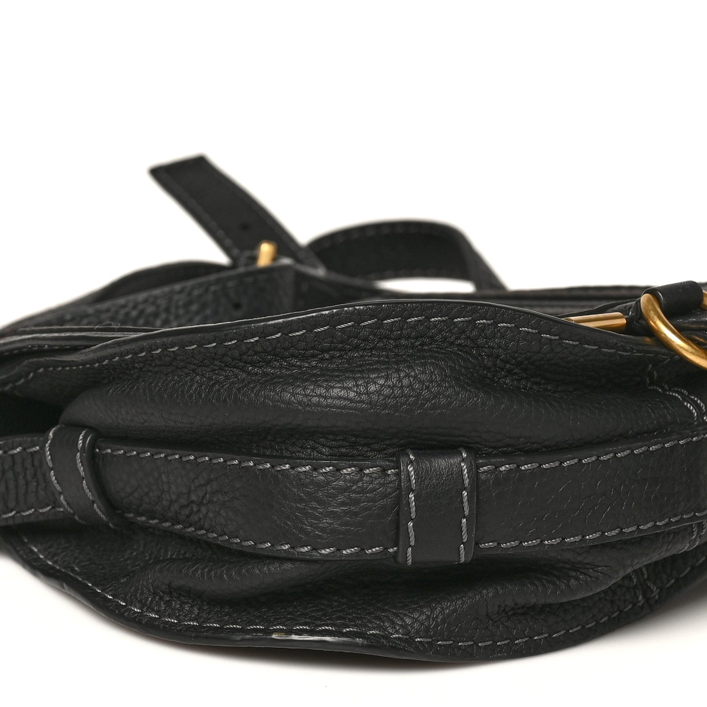 Grained Calfskin Small Marcie Saddle Bag Black