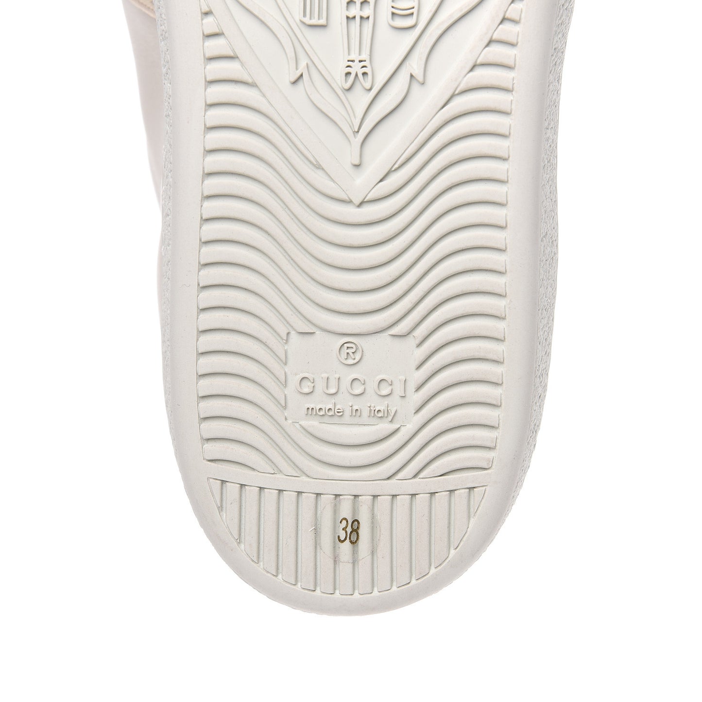 Calfskin Stripe Womens New Ace Sneakers 38 New Mystic White Ecru Red Flame