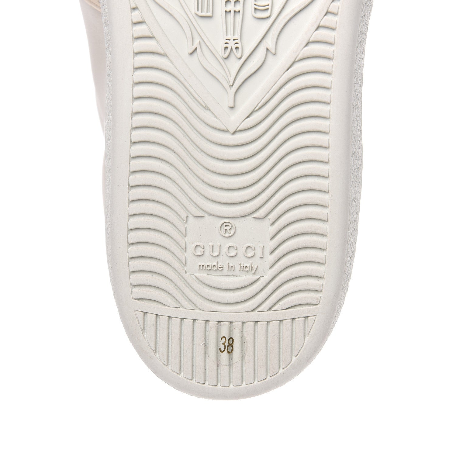 Gucci Calfskin Stripe Womens New Ace Sneakers 38 New Mystic White Ecru Red Flame 8 of 9