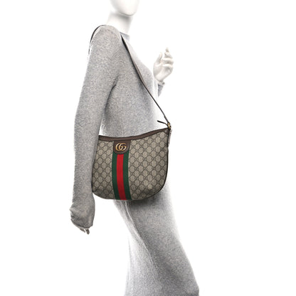 Gucci GG Supreme Monogram Web Small Ophidia Half Moon Hobo Brown 2 of 10