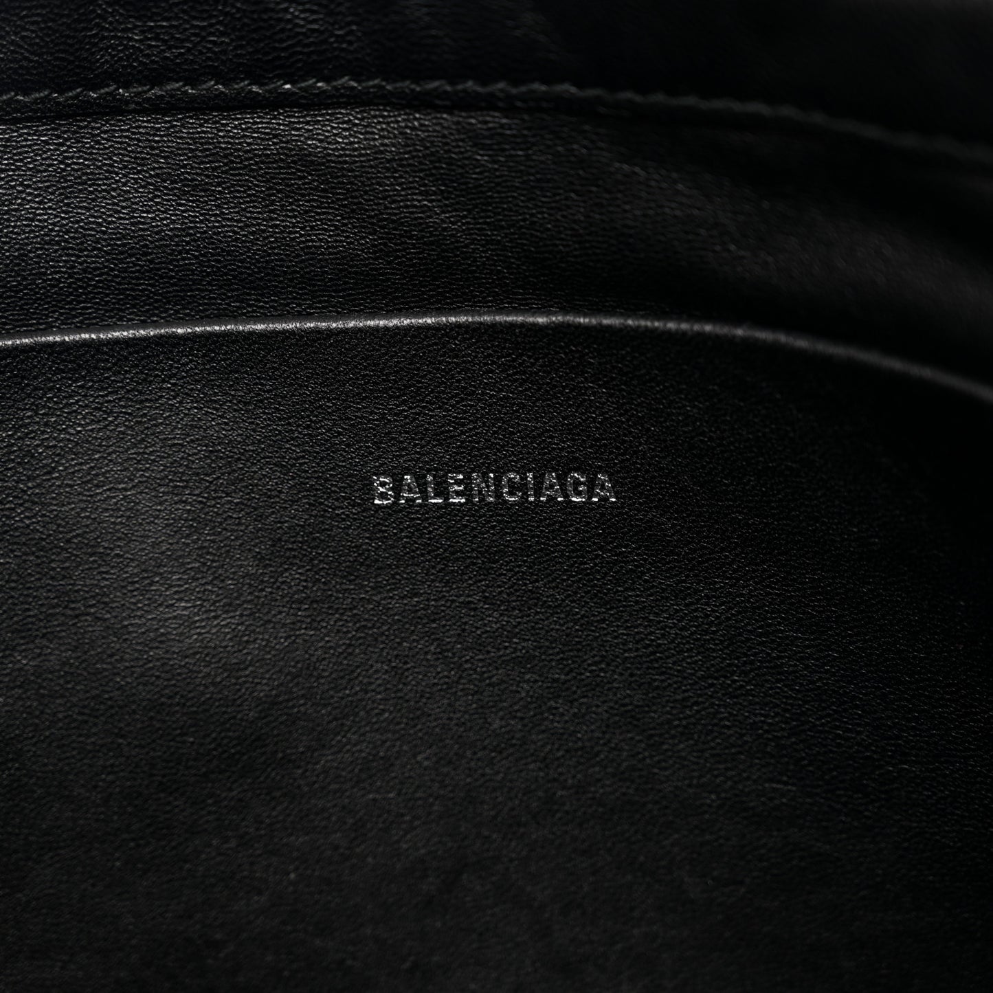 Sheepskin Shearling Contrasted Logo Large Zip Pouch Black