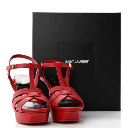 Saint Laurent Calfskin Tribute 75 Platform Sandals 39 New Red 9 of 9