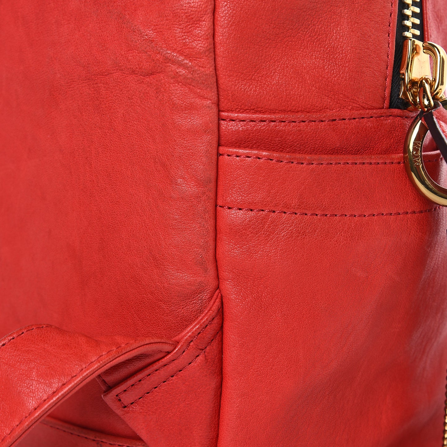 Lambskin Fox Fur Small Stark Insignia Backpack Red