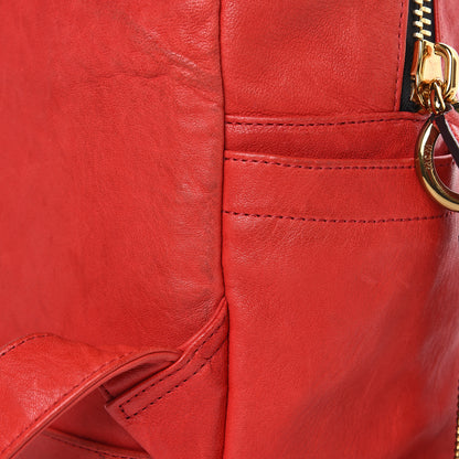 MCM Lambskin Fox Fur Small Stark Insignia Backpack Red 15 of 19