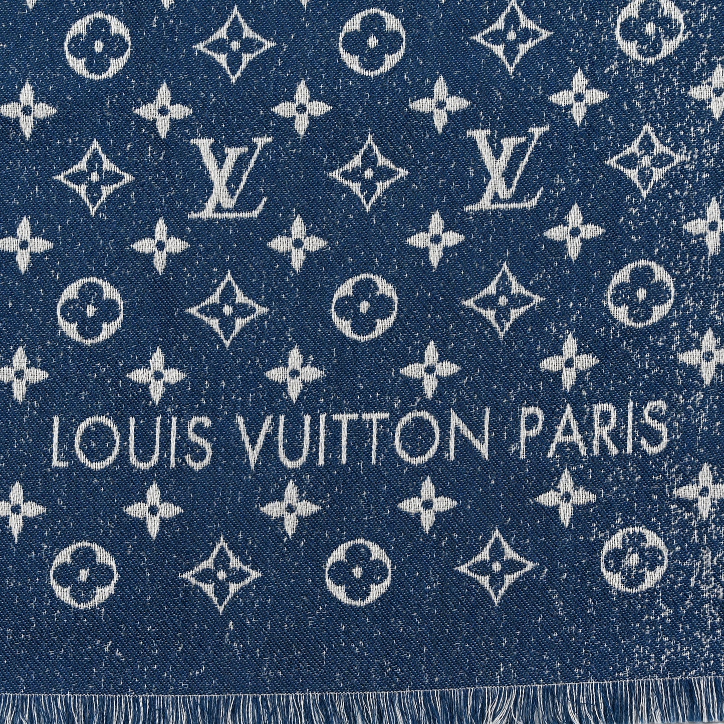 Cotton Wool Silk Monogram Gradient Denim Shawl
