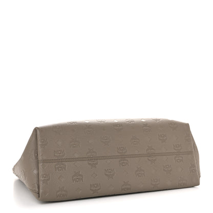 MCM Calfskin Ottomar Monogram Medium Klara Shopper Tote Dove 4 of 14