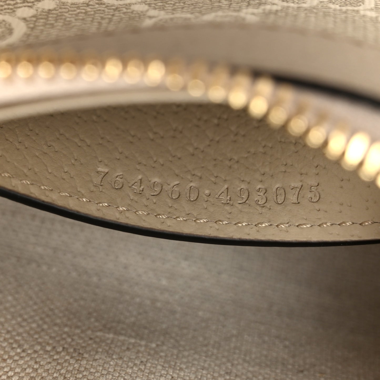 GG Supreme Monogram Textured Dollar Calfskin Web Mini Ophidia GG Handbag Beige Mystic White Oatmeal