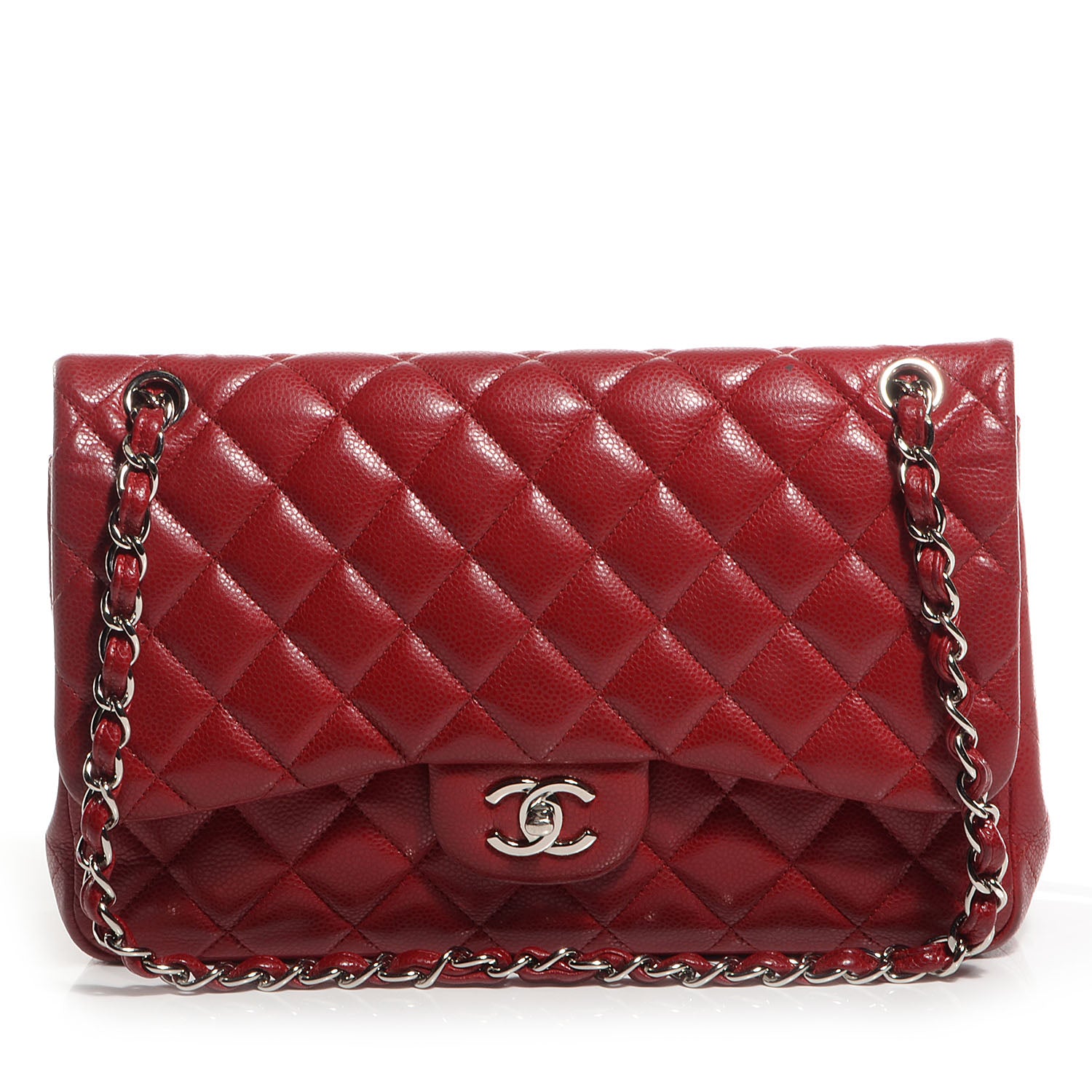 Chanel Caviar Jumbo Double Flap Dark Red 1 of 8