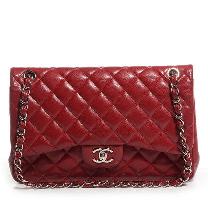 Chanel Caviar Jumbo Double Flap Dark Red 1 of 8