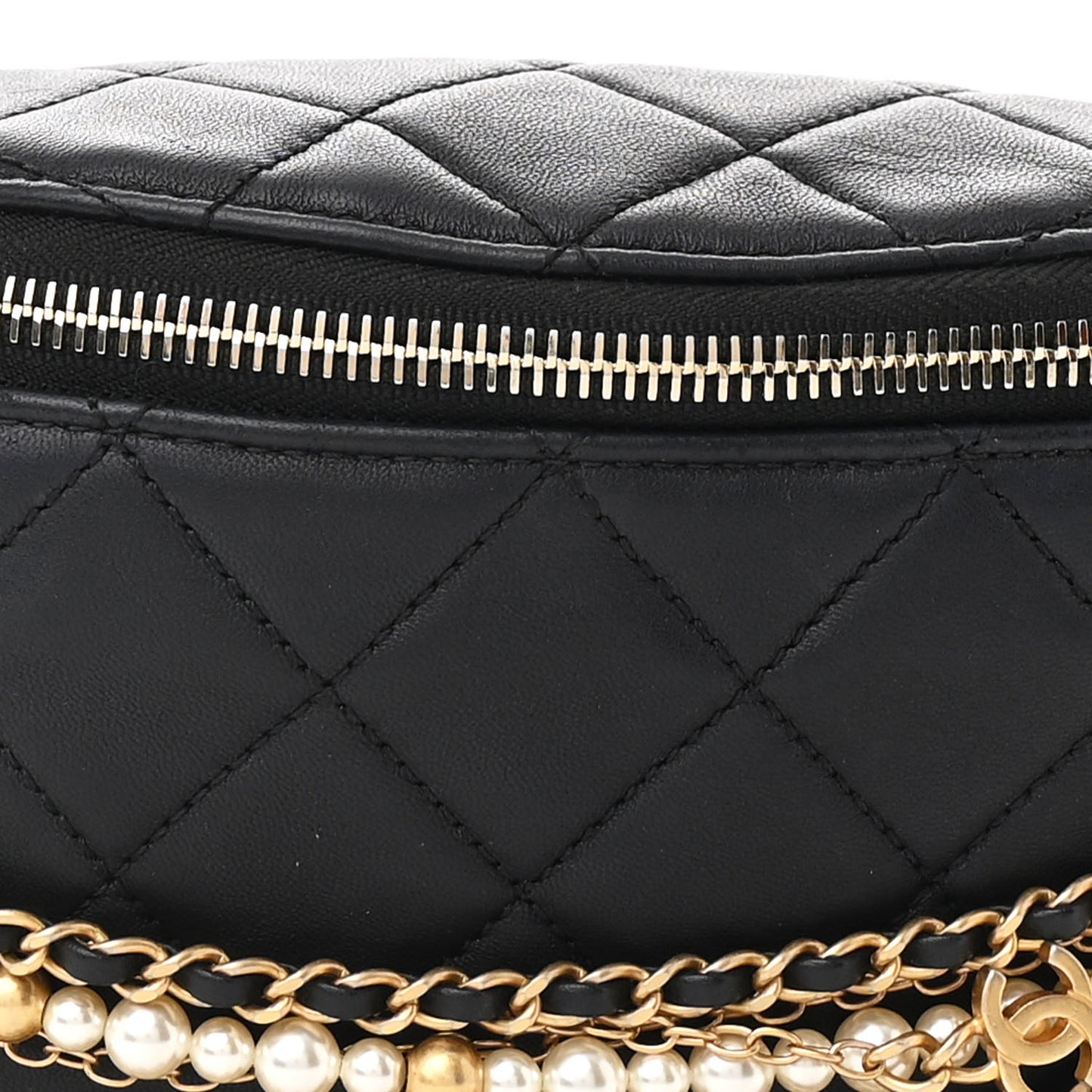 Lambskin Quilted All About Chains Waist Belt Bag Black