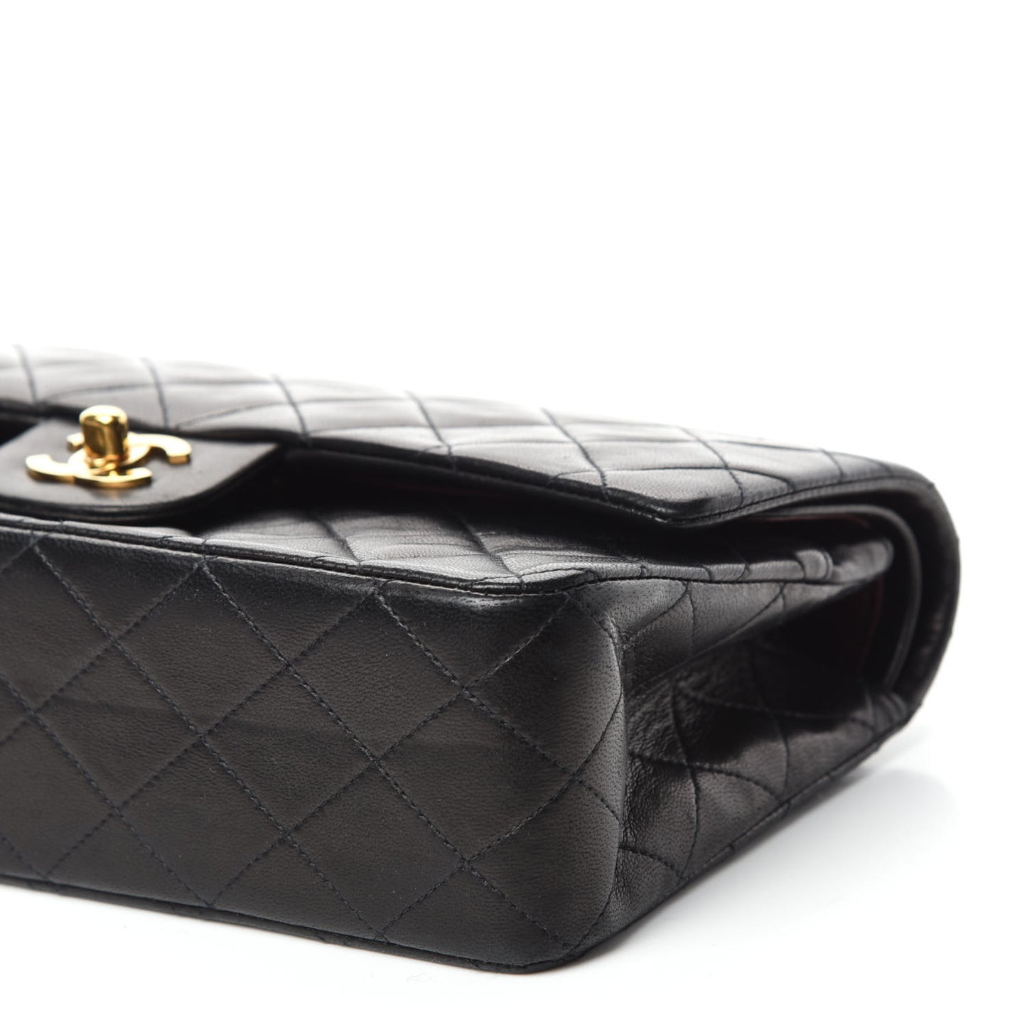 Lambskin Quilted Medium Double Flap Black
