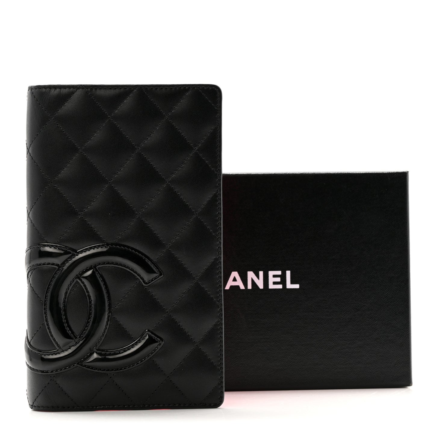 Calfskin Quilted Cambon Yen Wallet Black