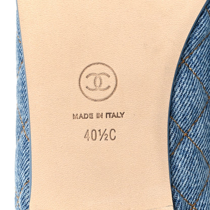 Chanel Denim Quilted CC Cap Toe Ballerina Flats 40.5 Light Blue 8 of 11