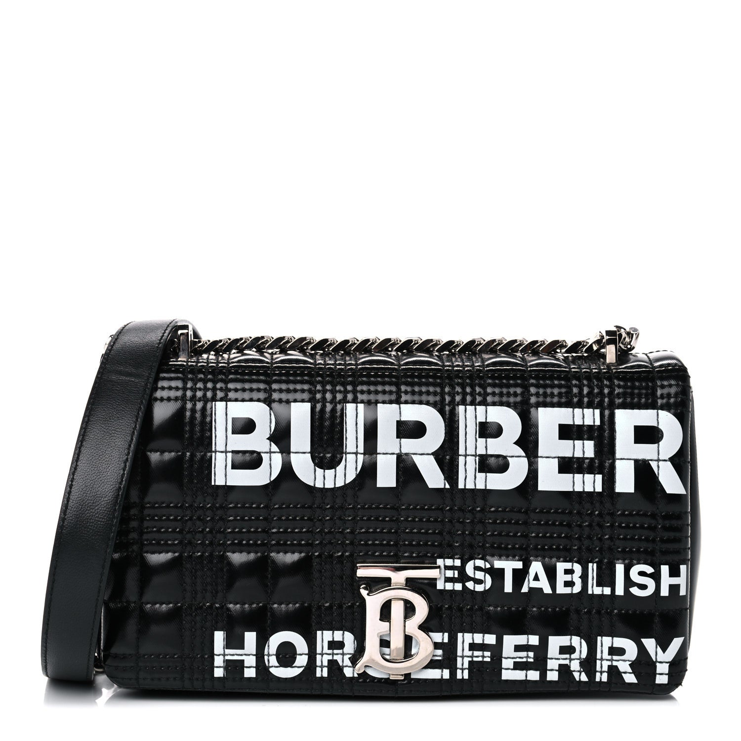 Burberry Patent Quilted Horseferry Print Small Lola Bag Black 1 of 15