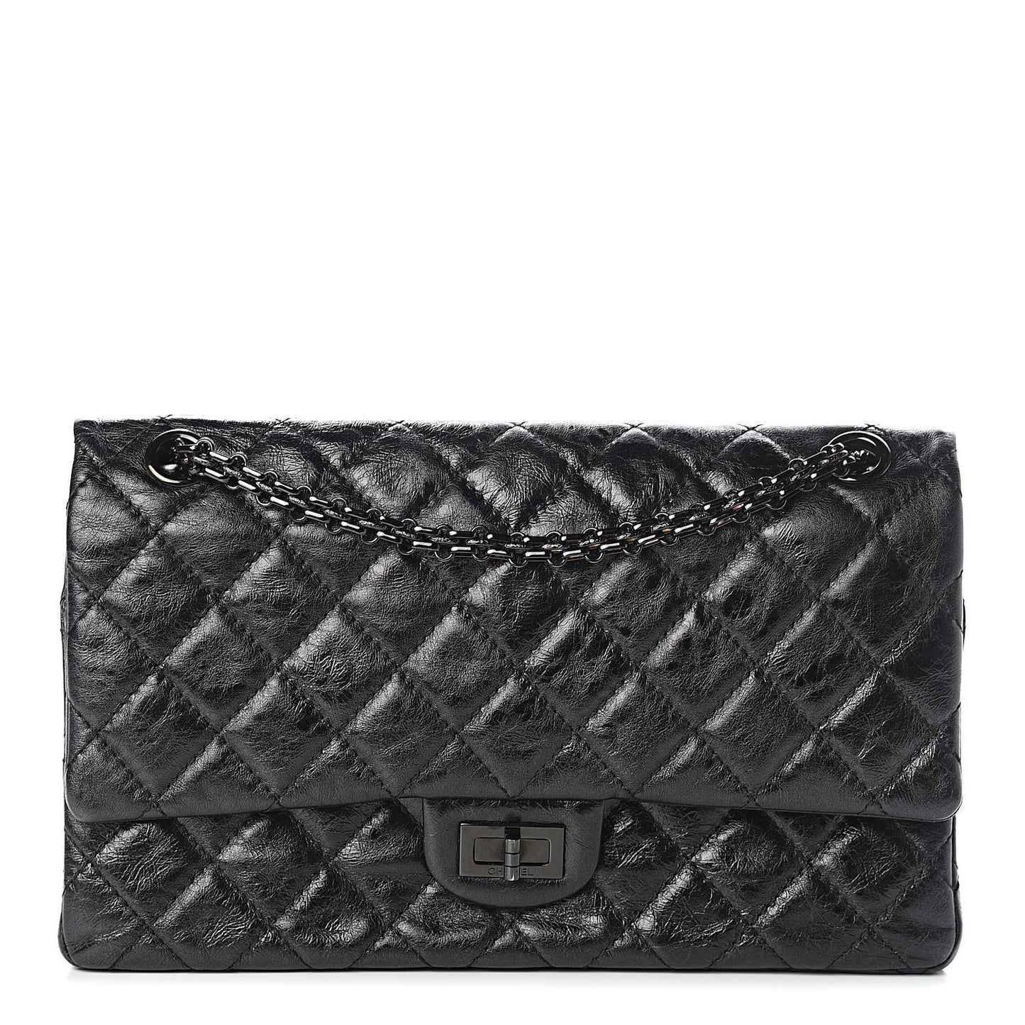 Glazed Calfskin Quilted 2.55 Reissue 226 Flap So Black