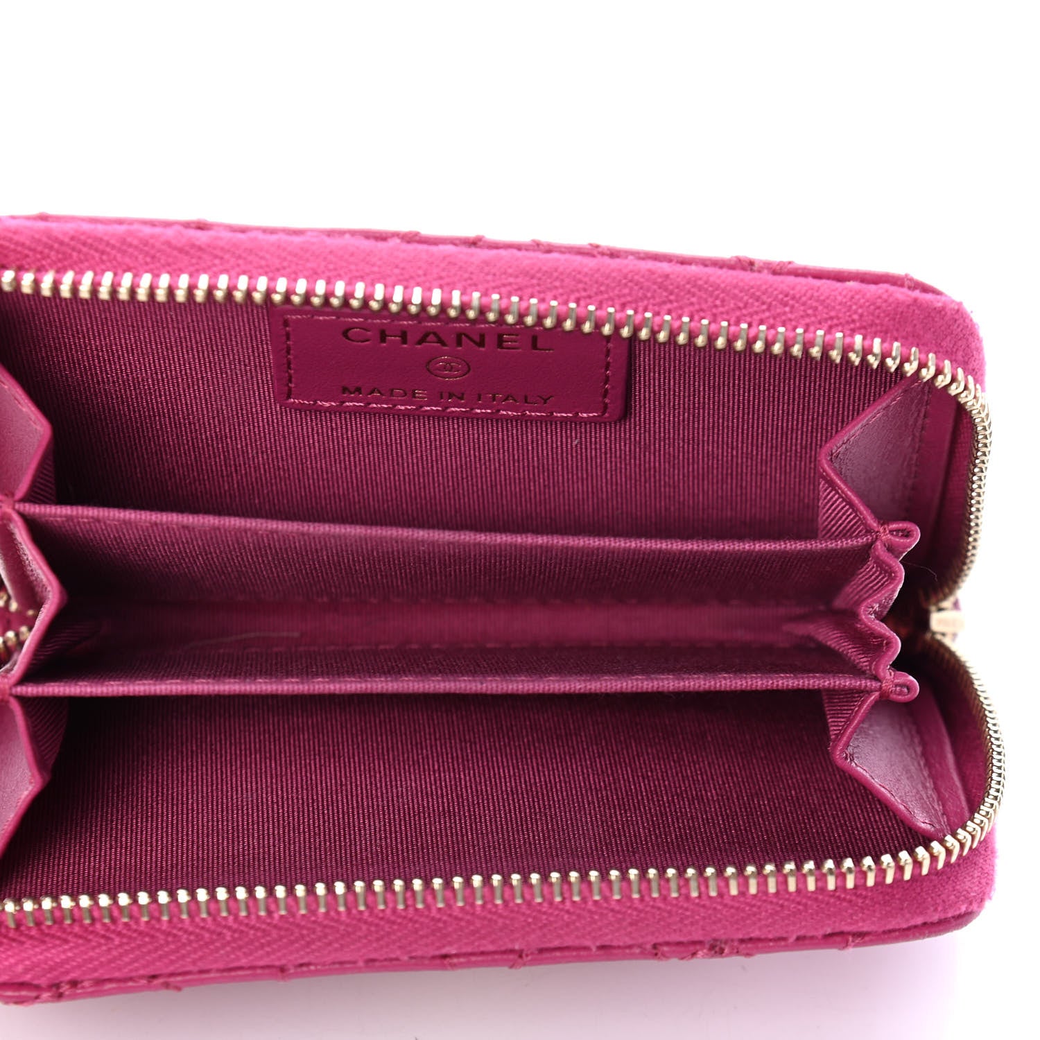 Chanel Lambskin Camellia Embossed Zip Coin Purse Fuchsia 5 of 7