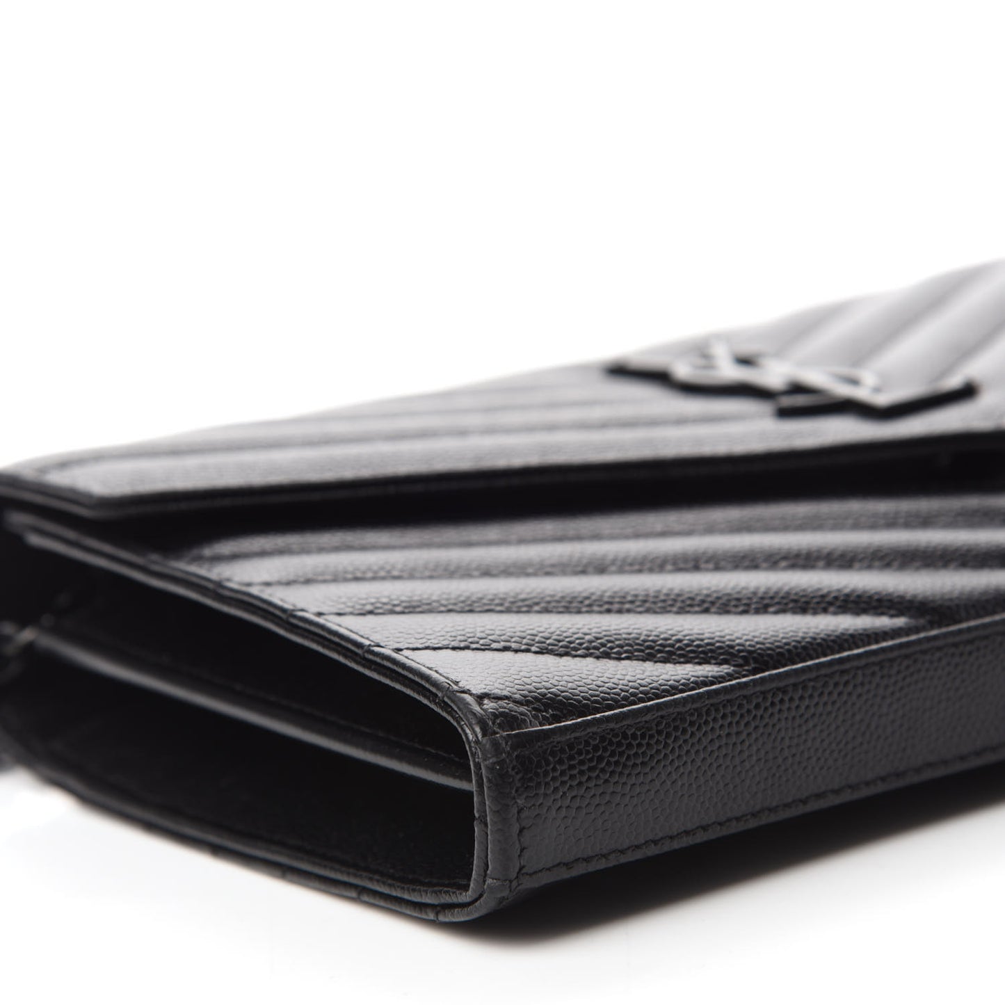 Grain De Poudre Matelasse Chevron Monogram Chain Wallet Black