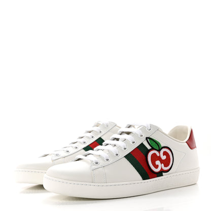 Gucci Calfskin Web GG Apple Embroidered Womens Ace Sneakers 40 White 3 of 10