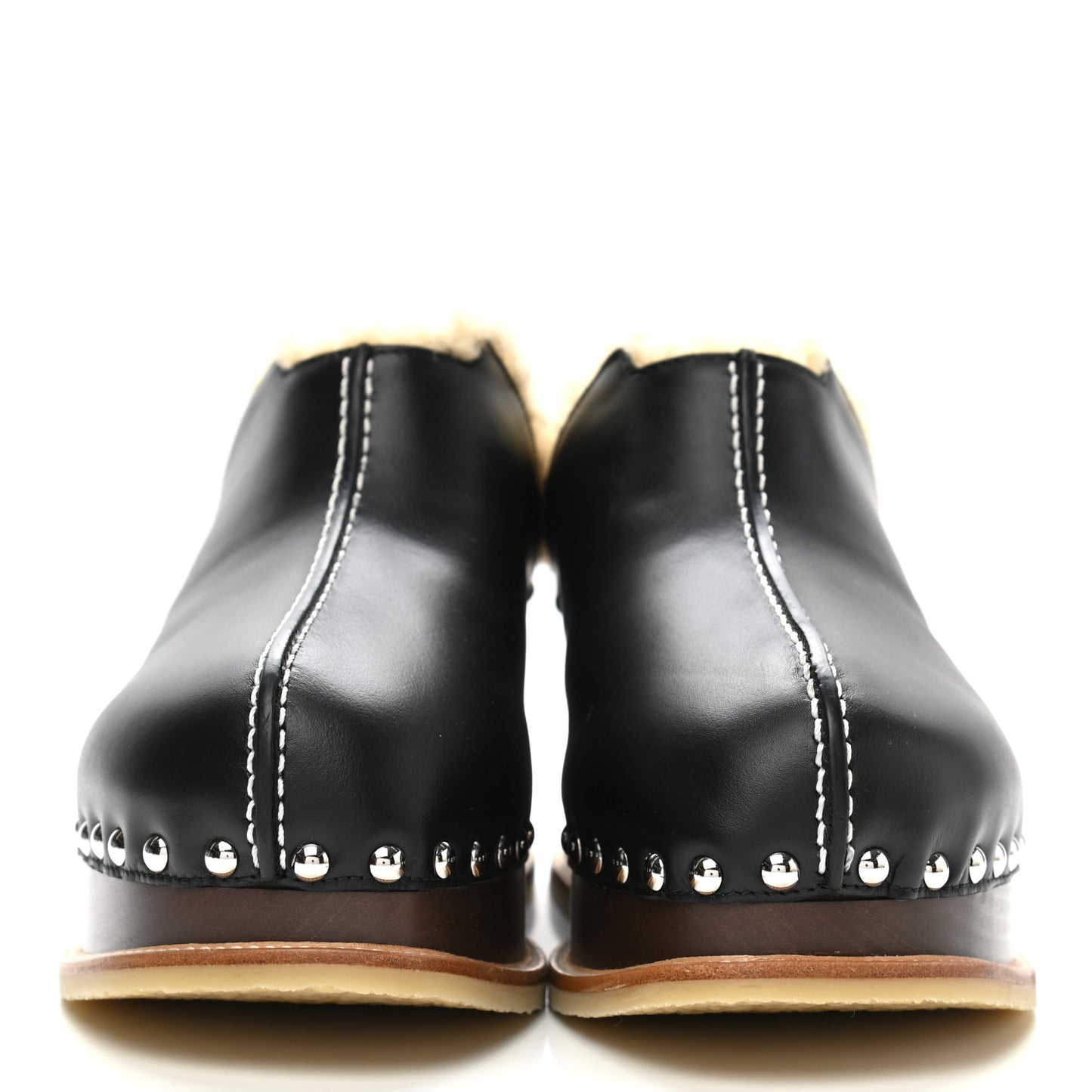 Calfskin Woolskin Earth Mules 35 Black