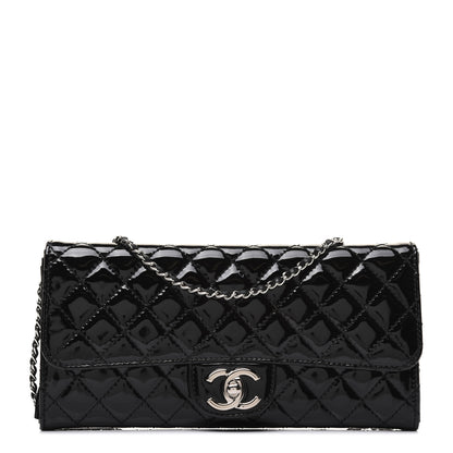 Chanel Patent Calfskin Quilted Flap Clutch With Chain Black 1 of 14