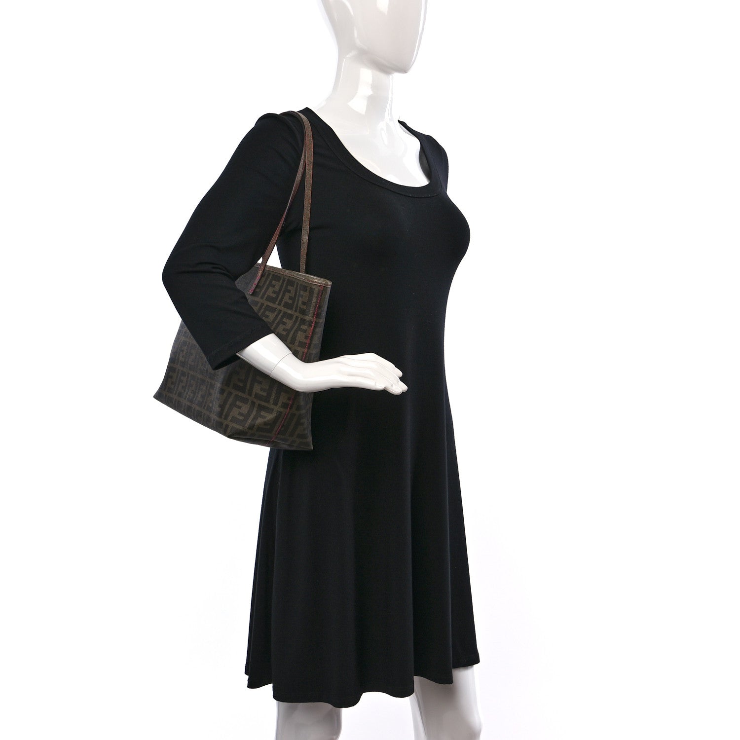 Fendi Zucca Spalmati Vitello Elite Small Roll Tote Tobacco Ciclamino 2 of 17