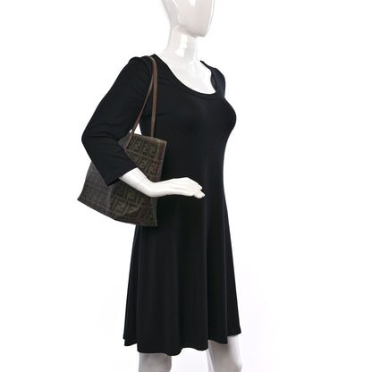 Fendi Zucca Spalmati Vitello Elite Small Roll Tote Tobacco Ciclamino 2 of 17