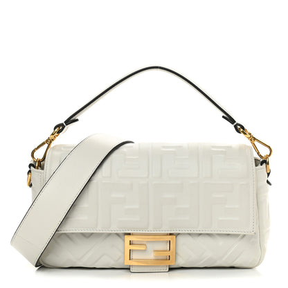Fendi Nappa FF 1974 Embossed Baguette White 1 of 18