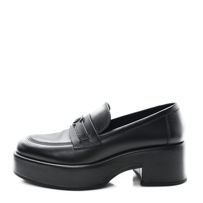 Chanel Calfskin CC Platform Loafers 38 Black 1 of 11