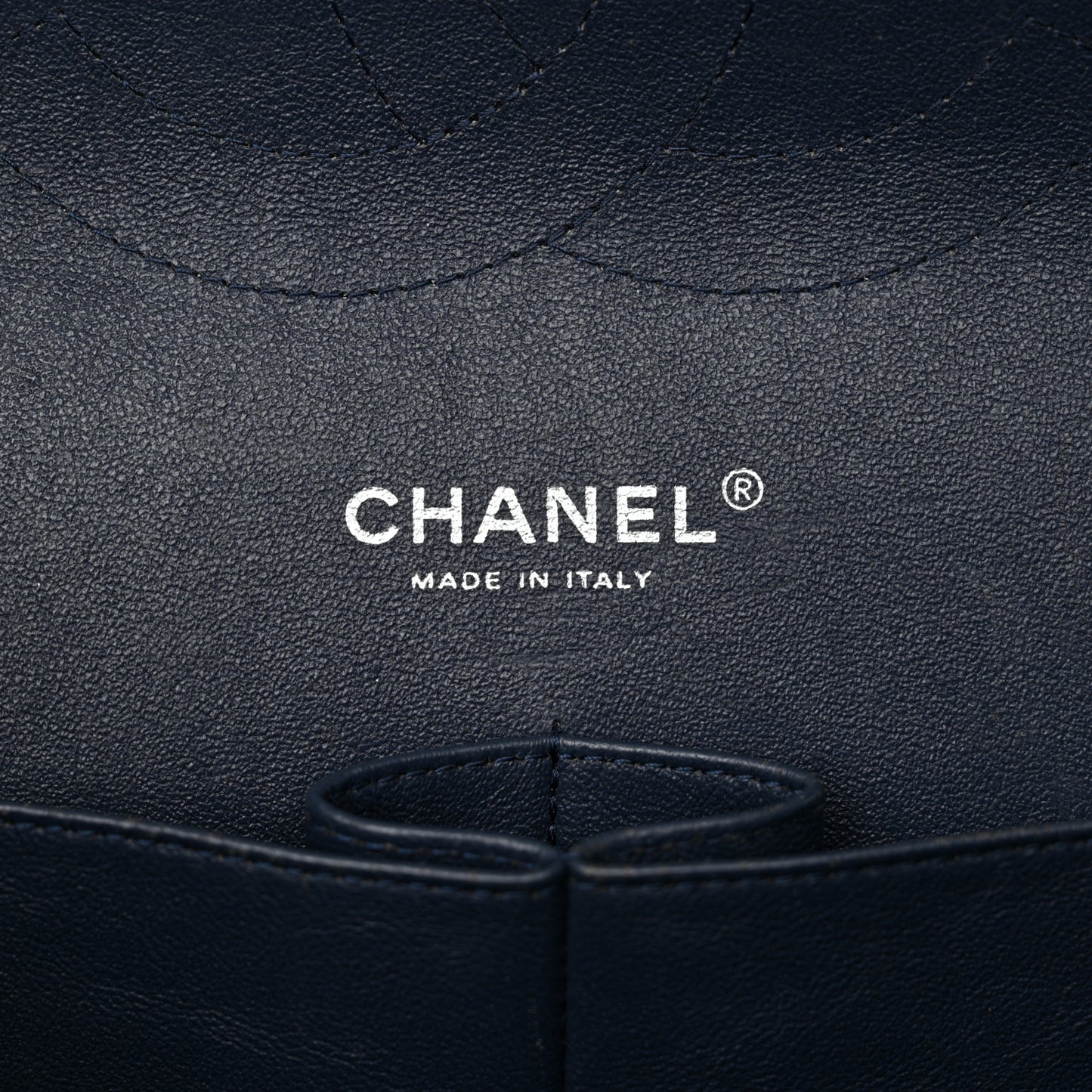 Patent Chevron Quilted Jumbo Double Flap Navy