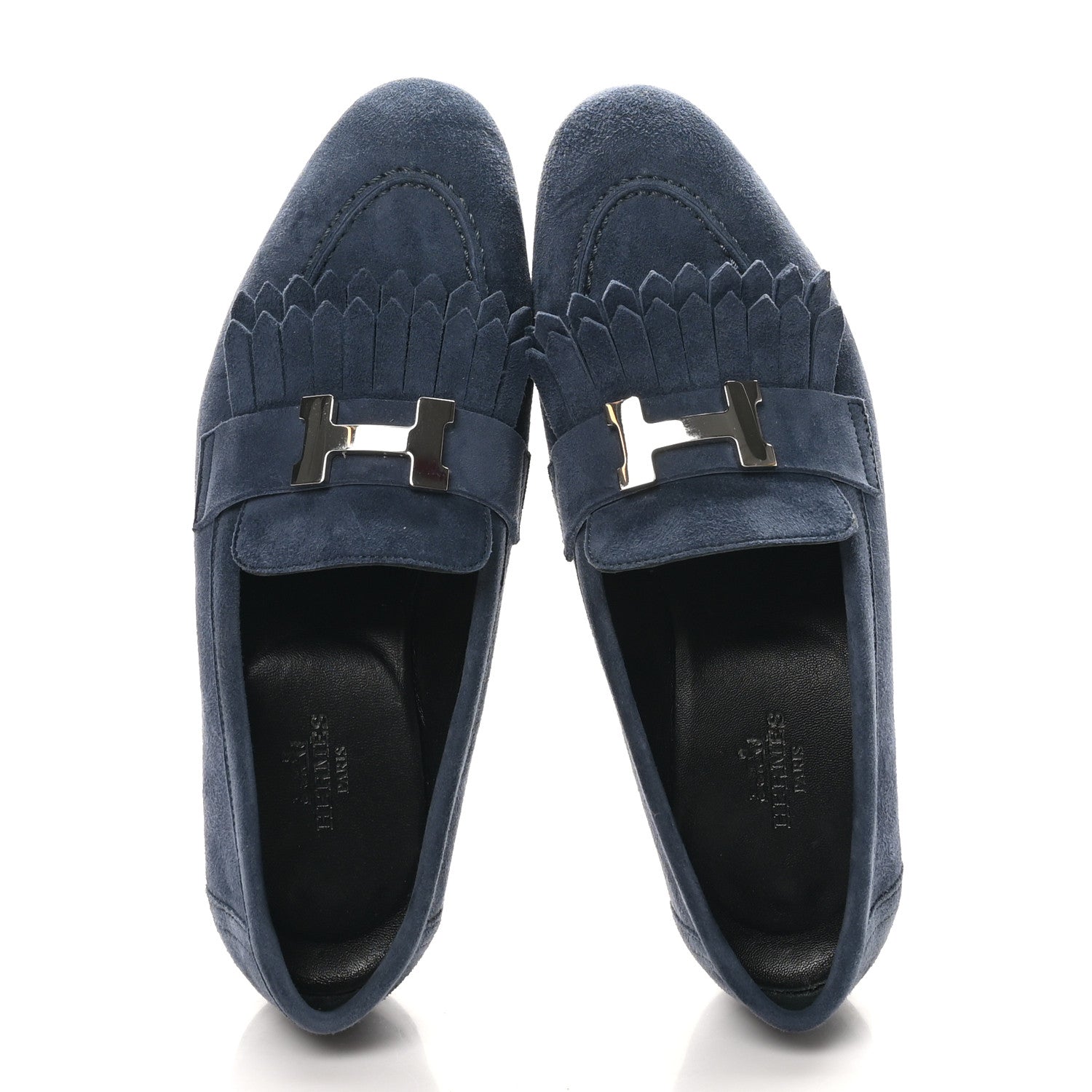 Hermes Suede Goatskin Womens Royal Loafers 35.5 Bleu Celeste 2 of 10