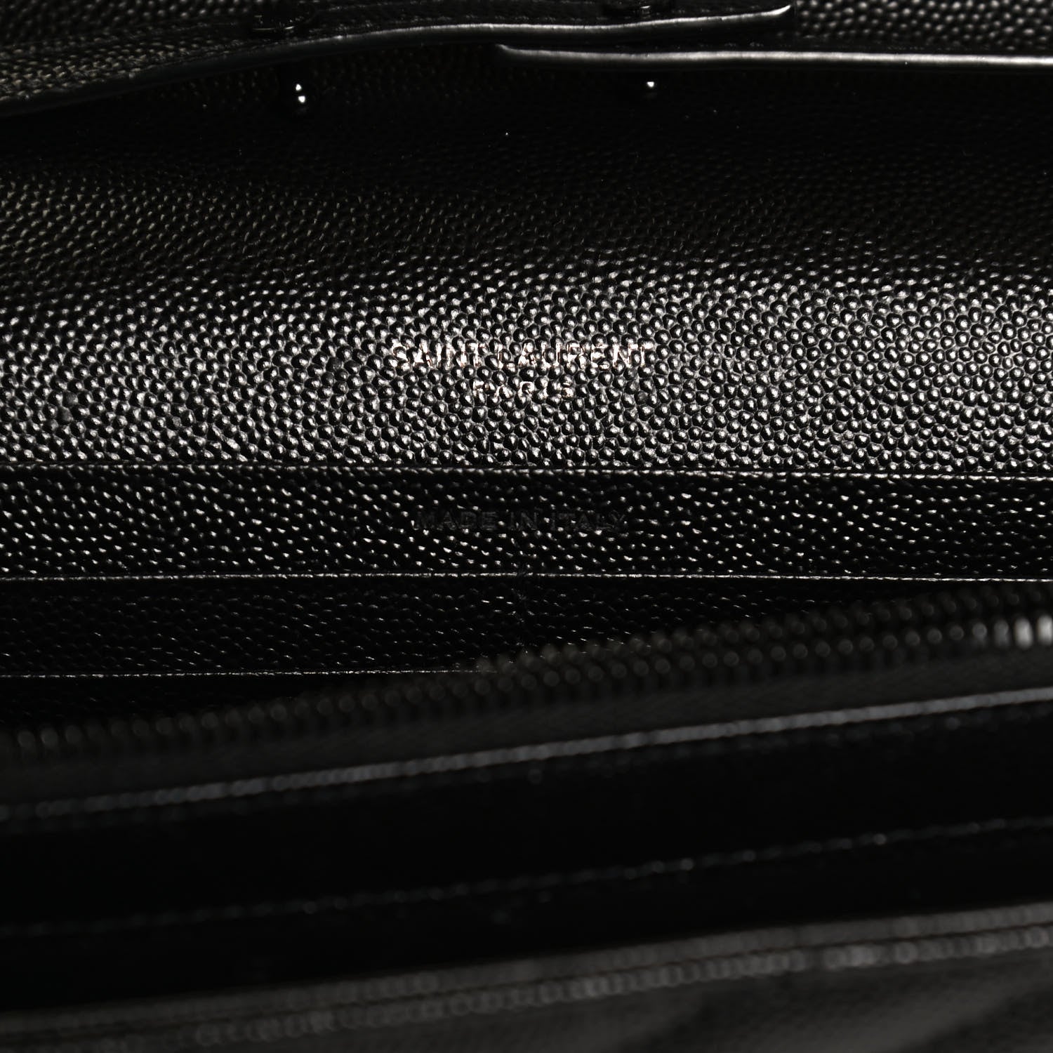 Saint Laurent Grain De Poudre Matelasse Chevron Monogram Chain Wallet Black 7 of 11