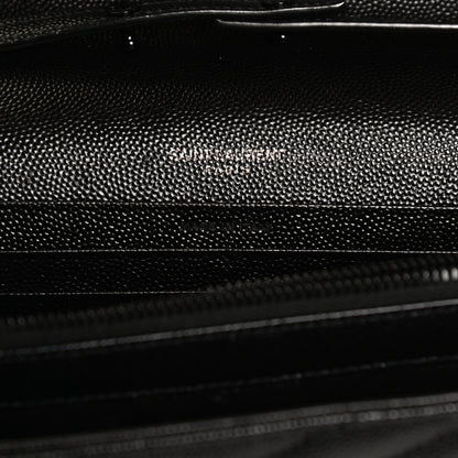 Saint Laurent Grain De Poudre Matelasse Chevron Monogram Chain Wallet Black 7 of 11