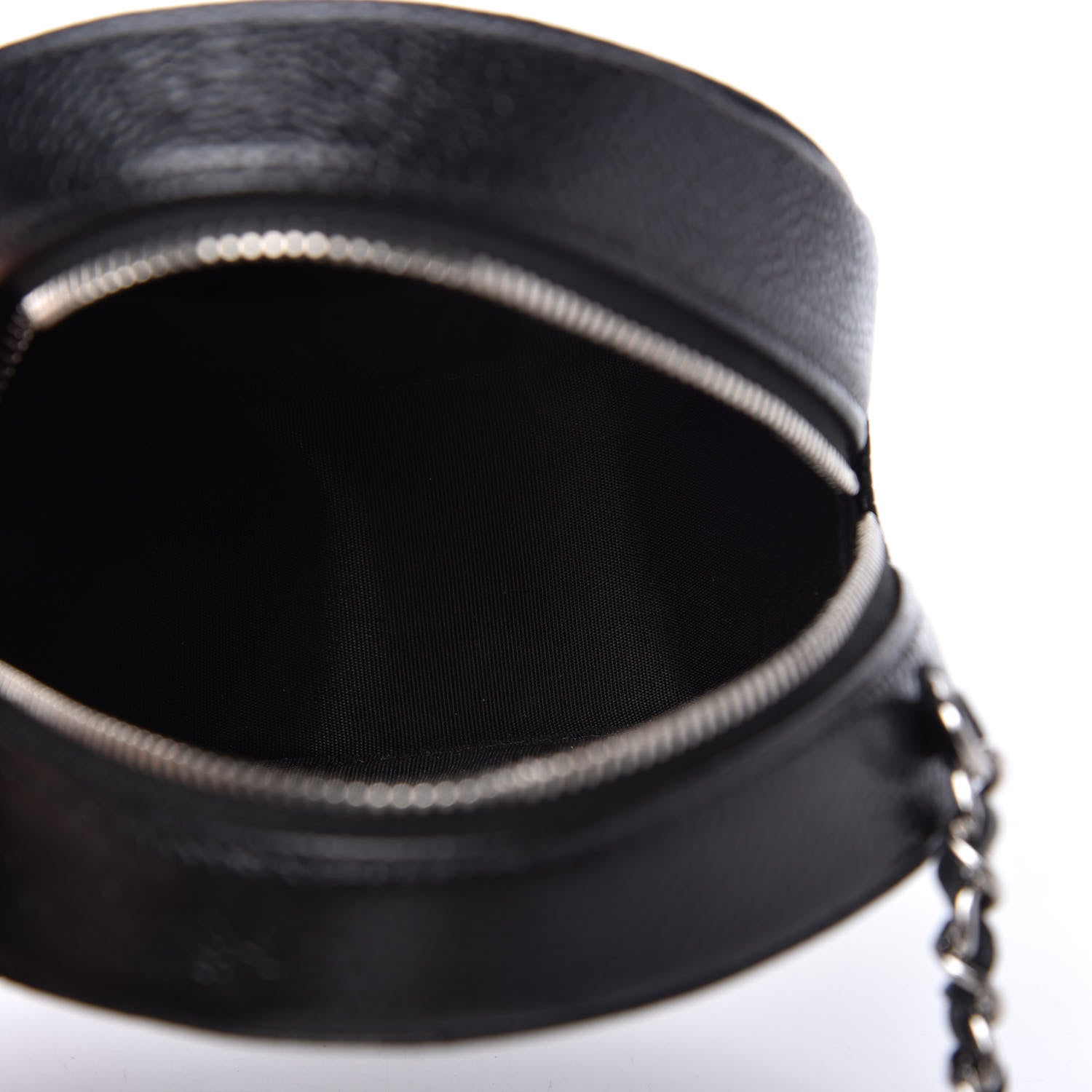 Chanel Caviar Camellia Embossed Round Clutch With Chain Black 5 of 10