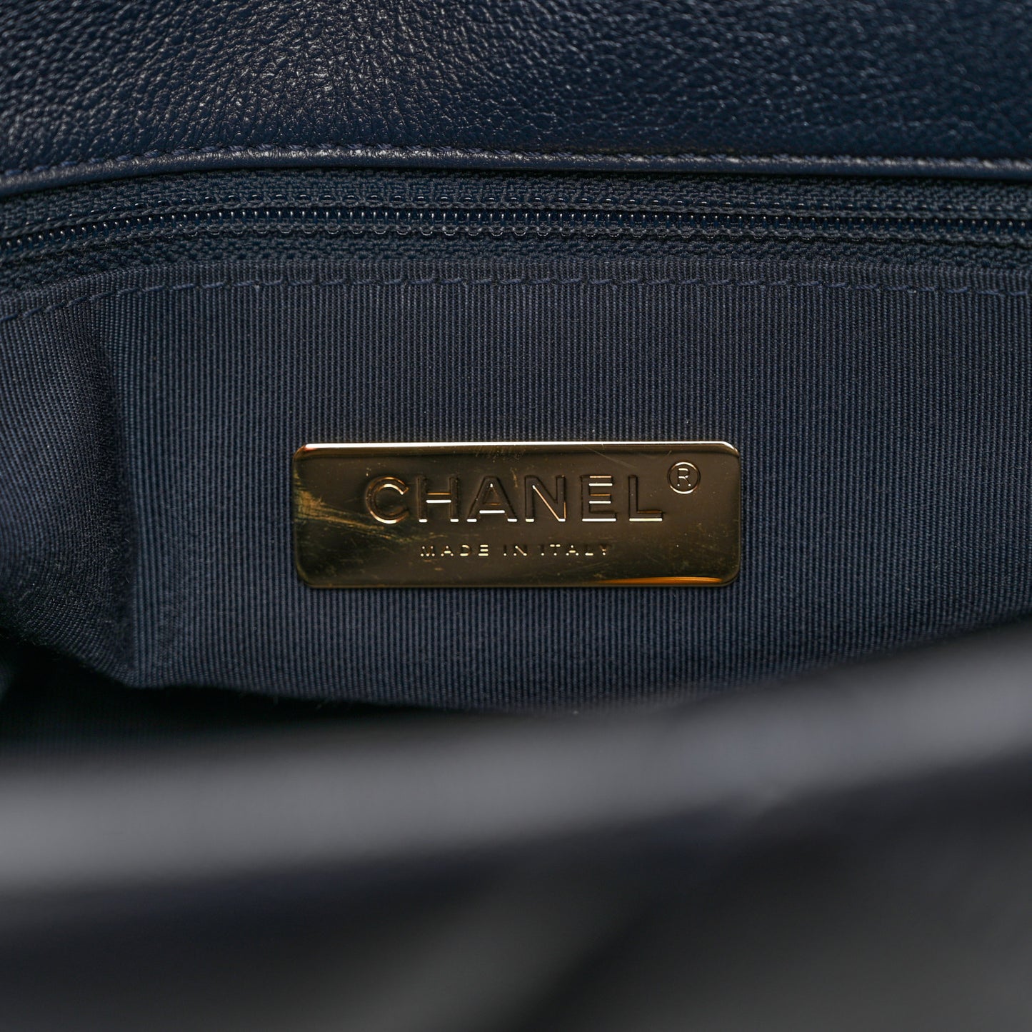 Goatskin Quilted Large Chanel 19 Flap Navy Blue