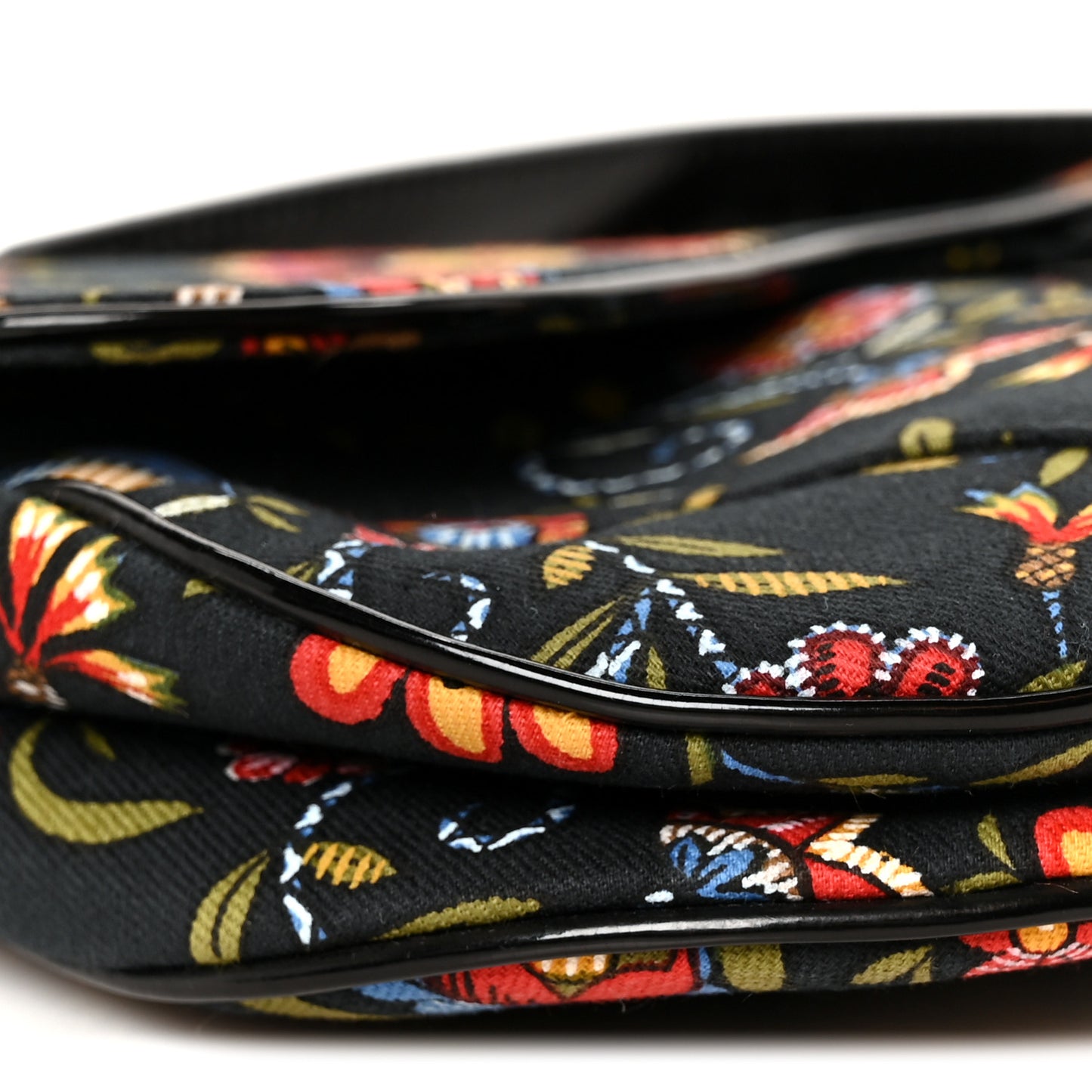 Canvas Floral Saddle Bag Black