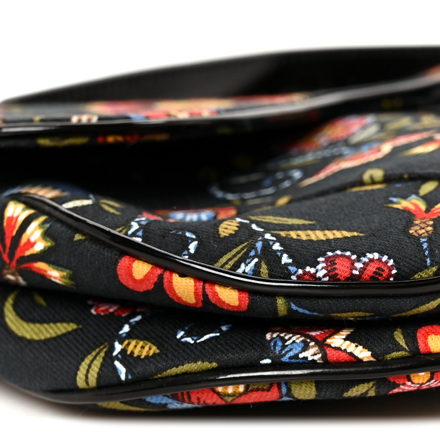 Christian Dior Canvas Floral Saddle Bag Black 9 of 10