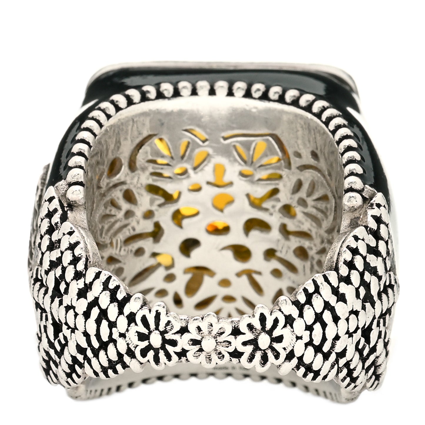 Sterling Silver Enamel Citrine Crystal Signet Ring 50 5.5