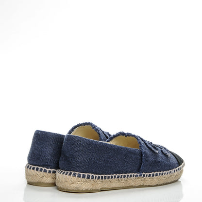 Balenciaga CHANEL Linen CC Espadrilles 38 Navy Black 4 of 7